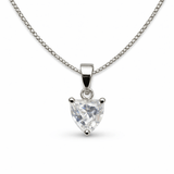 Silver Tone Heart Shape Solitaire CZ Pendant with Classic Minimal Sparkle