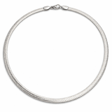 Silver Tone Herringbone Chain Sleek Flat Minimal High Shine Design