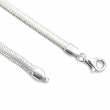Silver Tone Herringbone Chain Sleek Flat Minimal High Shine Design