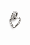 Silver Tone Open Heart Pendant with Baguette Cut CZ Bail