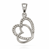 Silver Tone Overlapping Heart CZ Pendant with Elegant Sparkling Open Design