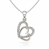 Silver Tone Overlapping Heart CZ Pendant with Elegant Sparkling Open Design