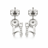 Silver Tone Pink Stone Halo Huggie Earrings with Dual Stud Design