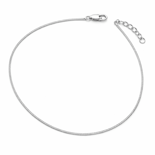 Silver Tone Snake Chain Anklet with Adjustable Extension and Lobster Clasp