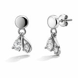 Silver Tone Teardrop CZ Dangle Earrings with Minimal Elegant Design