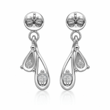 Silver Tone Teardrop CZ Dangle Earrings with Minimal Elegant Design