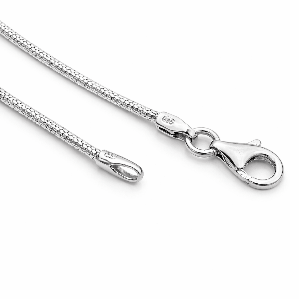 Silver Tone Textured Snake Chain Sleek Rounded Flexible High Shine Design