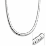 Silver Tone Thick Snake Chain Smooth Rounded Bold High Shine Design
