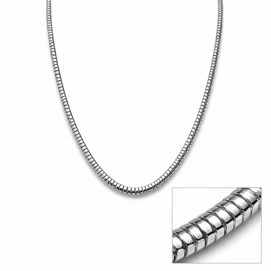 Sleek Silver-Tone Snake Chain Necklace Smooth Flexible Minimal Design