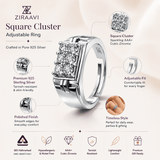 Square Cluster Adjustable Ring