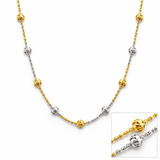 Tri Tone Beaded Chain Minimal Ball Accent Elegant Lightweight Daily Wear