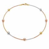 Tri Tone Beaded Chain Minimal Ball Accent Elegant Lightweight Daily Wear