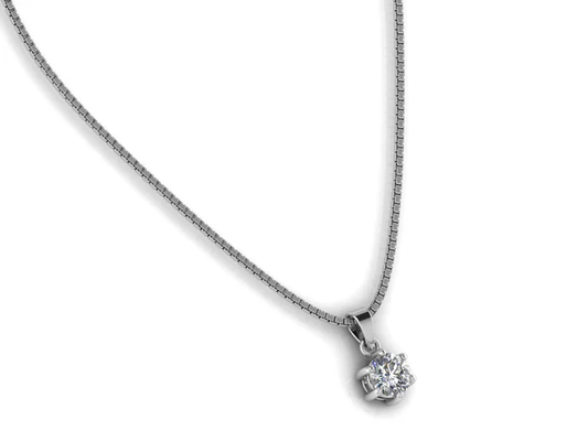 Radiant Elegance Solitaire Pendant – 925 Sterling Silver
