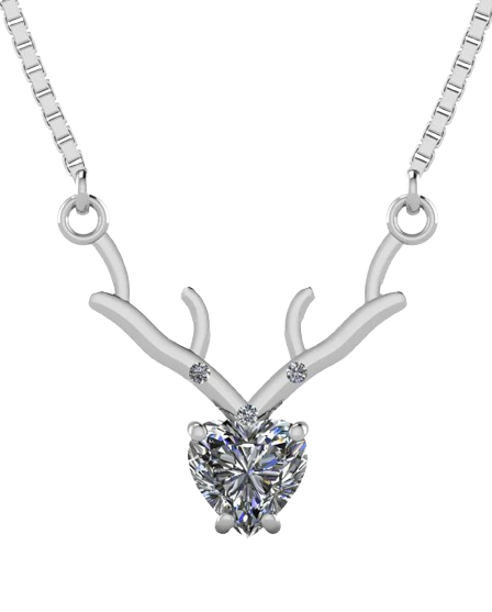 Deer Heart 925 Sterling Silver Pendant for Ladies