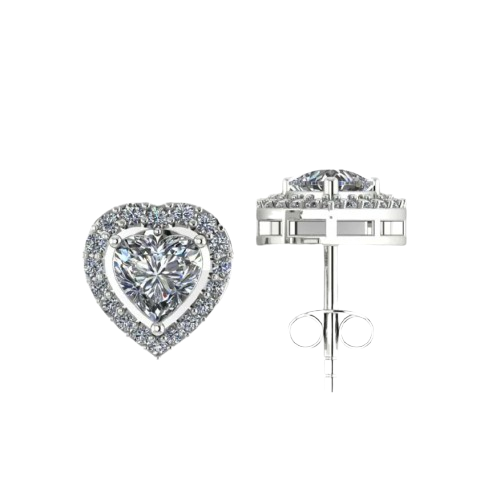 Classic Zircon Heart 925 Sterling Silver Stud Earrings for Women and Girls