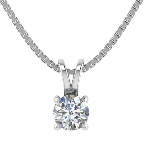 Solitaire Pendant 925 Sterling Silver Necklace with Pure Silver Link Chain