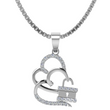 Lovely Loyal Double Heart 925 Sterling Silver Necklace for Girls