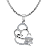 Lovely Loyal Double Heart 925 Sterling Silver Necklace for Girls