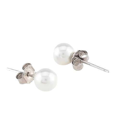 Single Pearl 925 Sterling Silver Stud Earrings