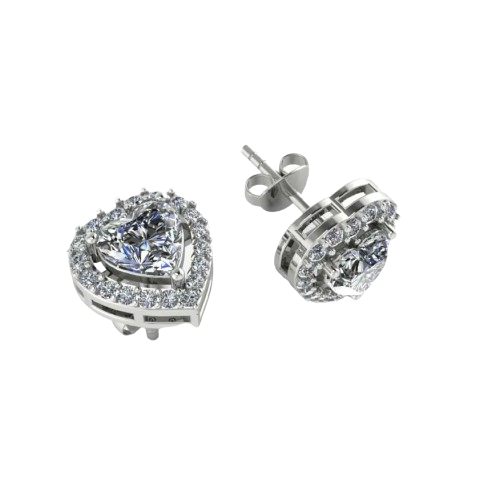 Classic Zircon Heart 925 Sterling Silver Stud Earrings for Women and Girls