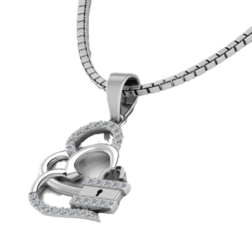 Lovely Loyal Double Heart 925 Sterling Silver Necklace for Girls