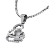Lovely Loyal Double Heart 925 Sterling Silver Necklace for Girls
