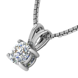 Solitaire Pendant 925 Sterling Silver Necklace with Pure Silver Link Chain