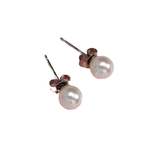 Single Pearl 925 Sterling Silver Stud Earrings