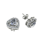 Classic Zircon Heart 925 Sterling Silver Stud Earrings for Women and Girls