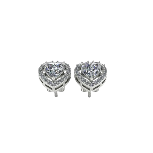 Classic Zircon Heart 925 Sterling Silver Stud Earrings for Women and Girls