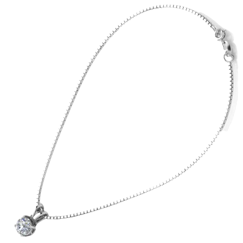 Solitaire Pendant 925 Sterling Silver Necklace with Pure Silver Link Chain