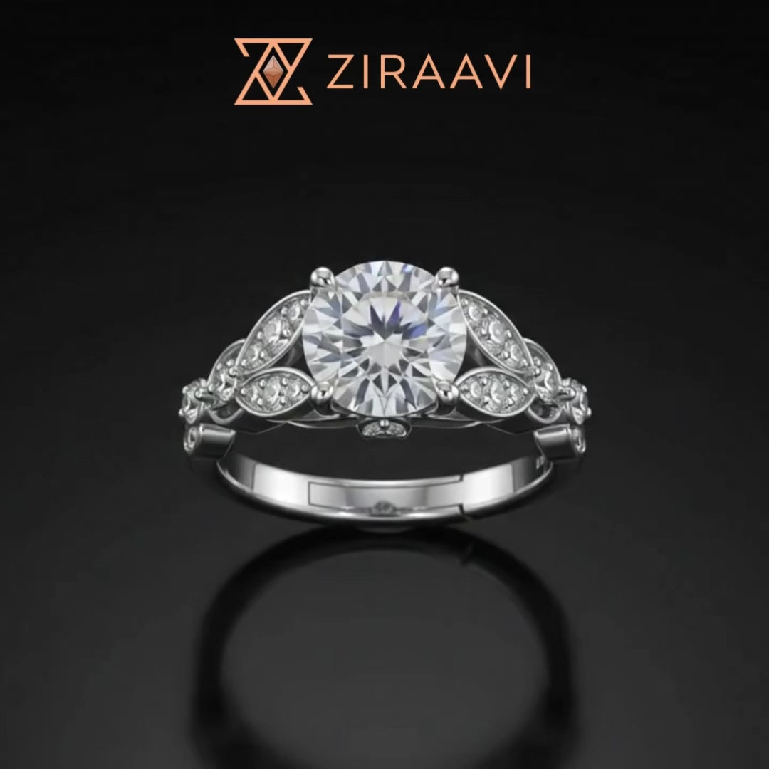 Leaf Solitaire Ring